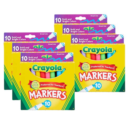 Crayola&#xAE; Bold &#x26; Bright Colors Broad Line Markers, 6 Packs of 10